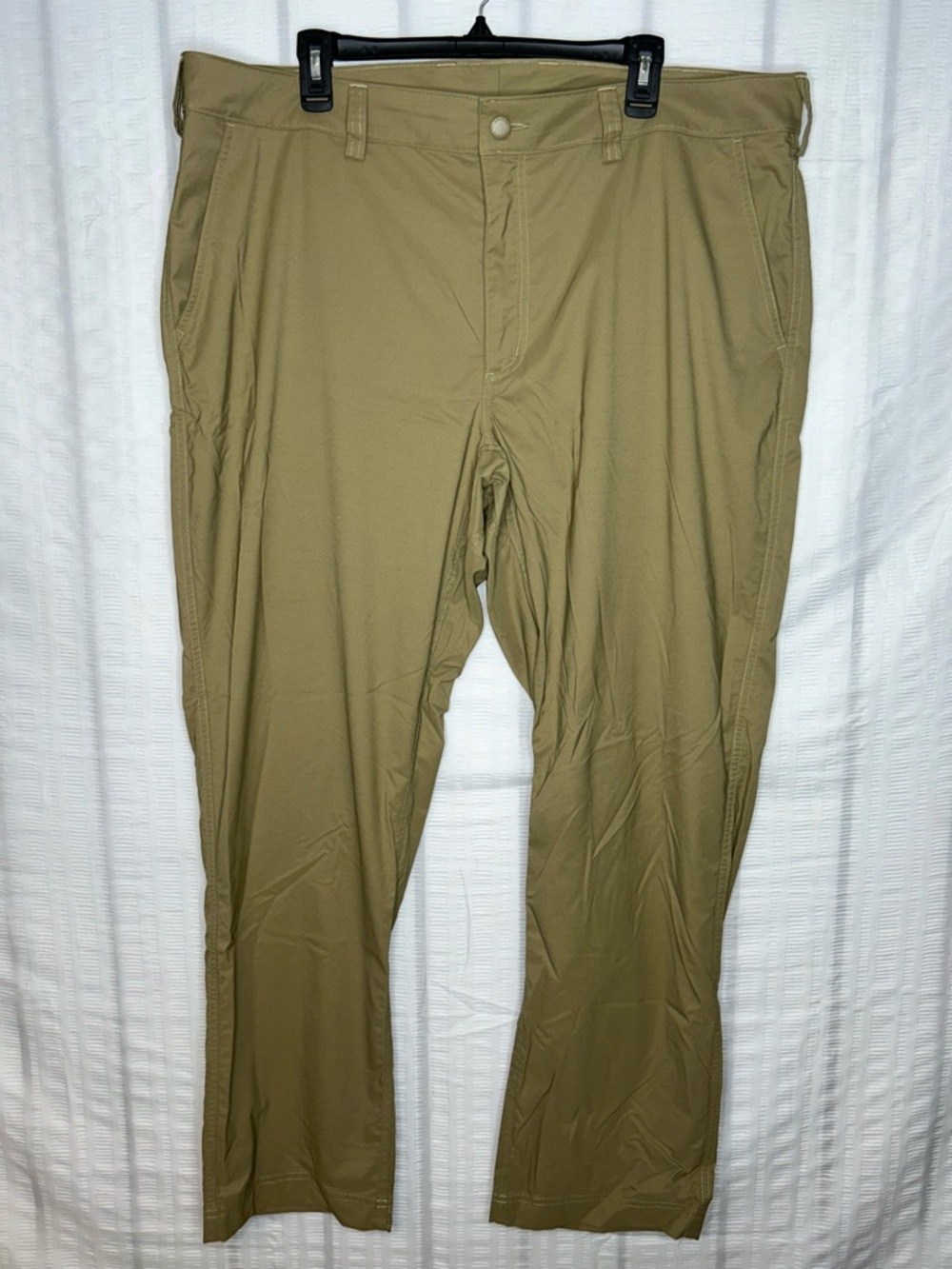 Duluth Pants Mens 42x30 Khaki Armachillo Chino Nylon Blend Stretch Zip Pocket